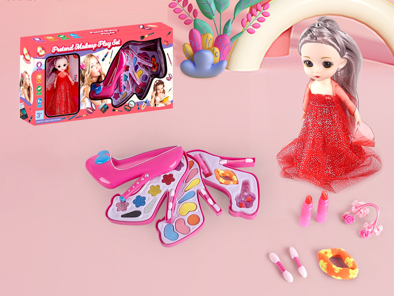 Children'S Simulation Makeup Colorless And Tasteless Accessories Toys(High Heels Layer 4+6 Inch Full Body Doll With Shoes)