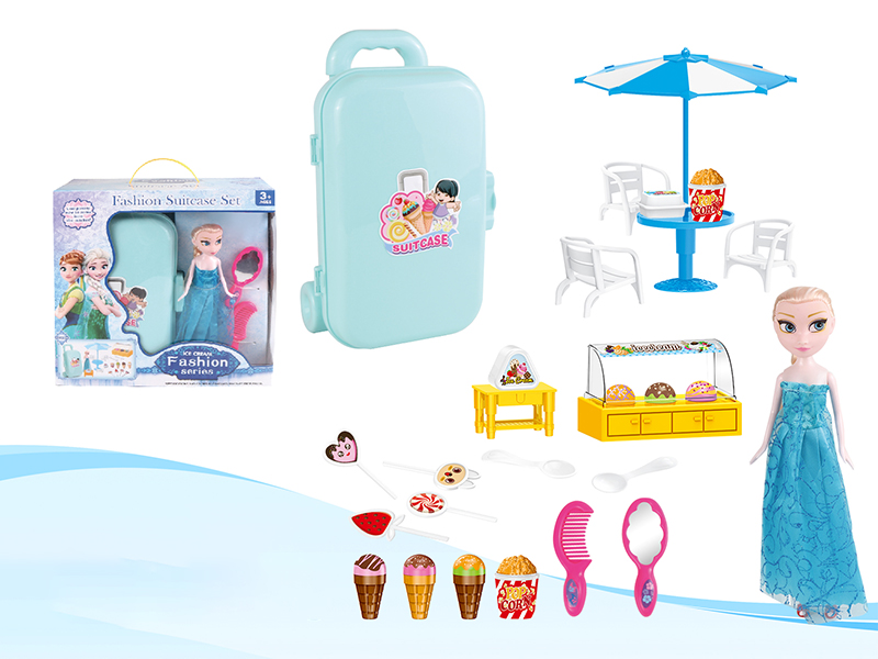 Ice Cream Shop Fashion Suitcase Set With Doll