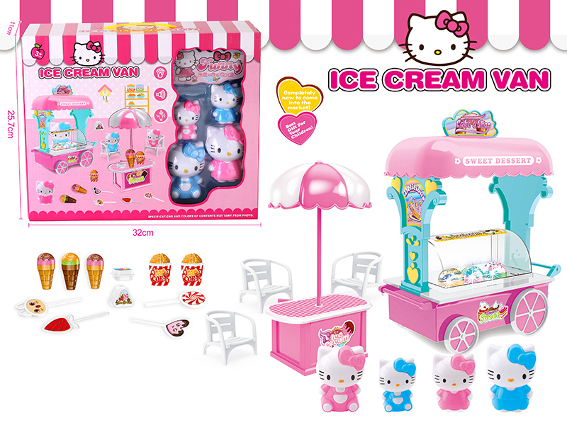 Hello Kitty Sweet Dessert Cart With Ice Cream, Lollipop