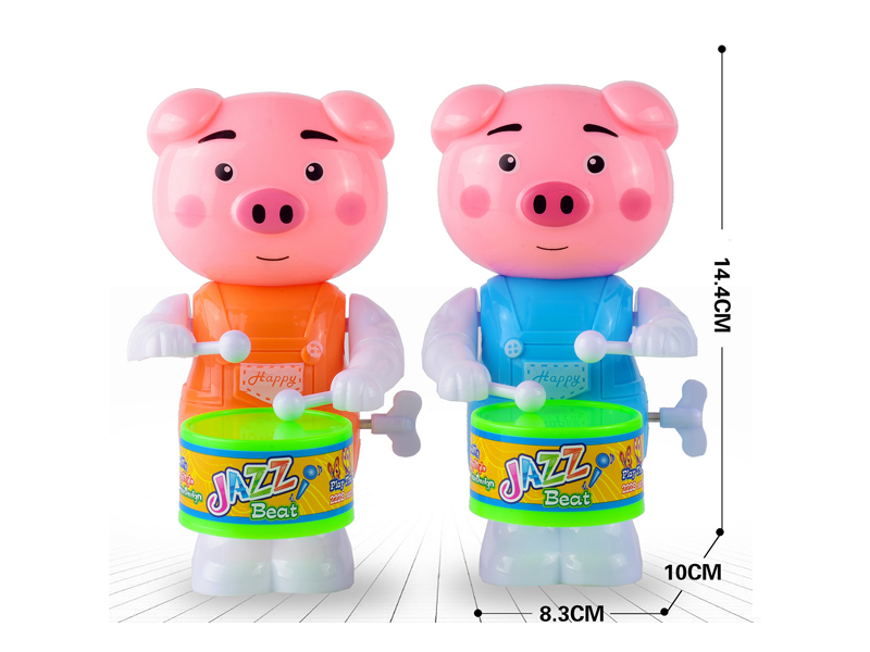 Wind Up Seaweed Pig Swinging And Beating Drums