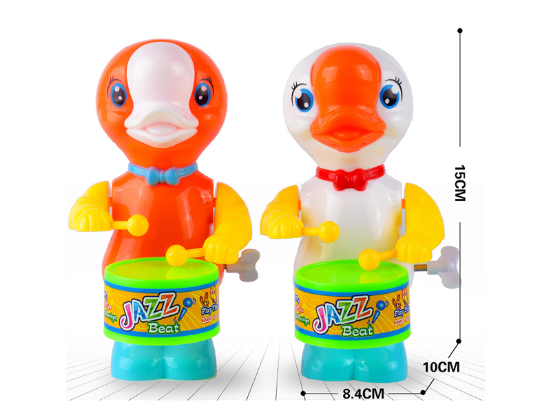 Wind Up Cartoon Goose Swinging And Beating Drums