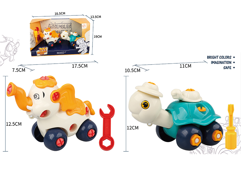 DIY Assembly Cartoon Elephant + Turtle