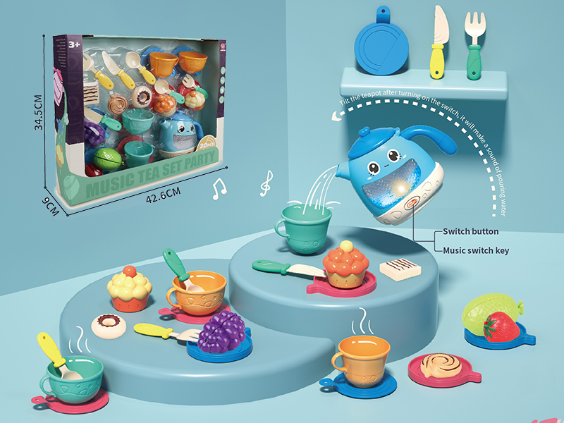 Music Tea Set Party (Light And Music) 30pcs(Blue Teapot)