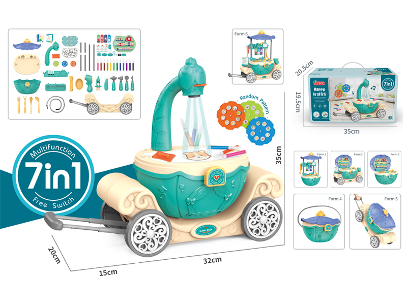 Medical Equipment Pull Rod Psychedelic Carriage With Projection Drawing Board