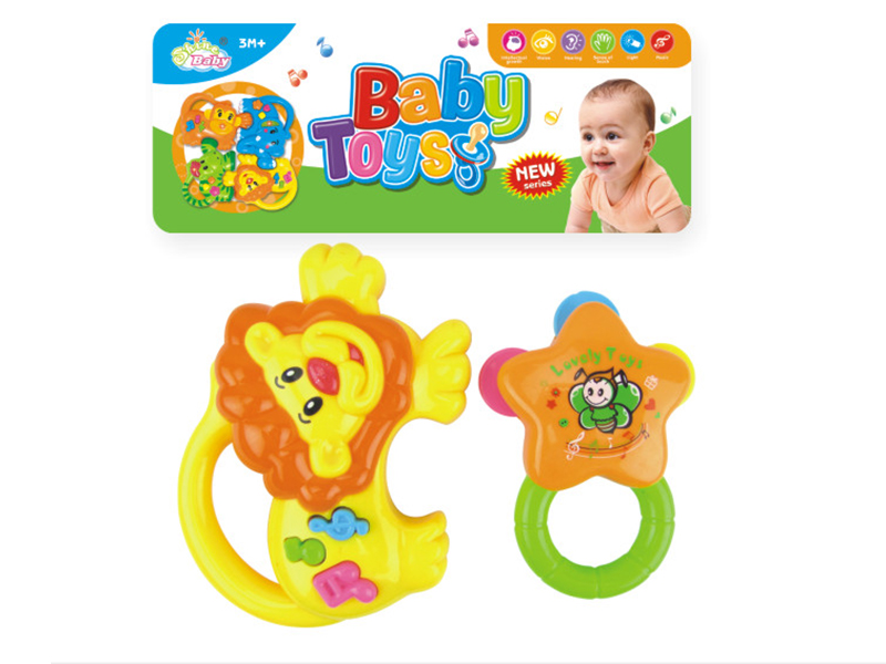 Lion/Lucky Star Baby Rattles 2pcs