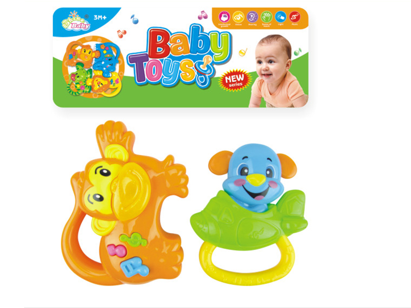 Monkey/Dog Baby Rattles 2pcs