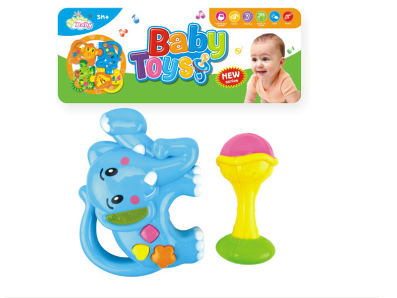 Elephant/ Microphone Baby Rattles 2pcs