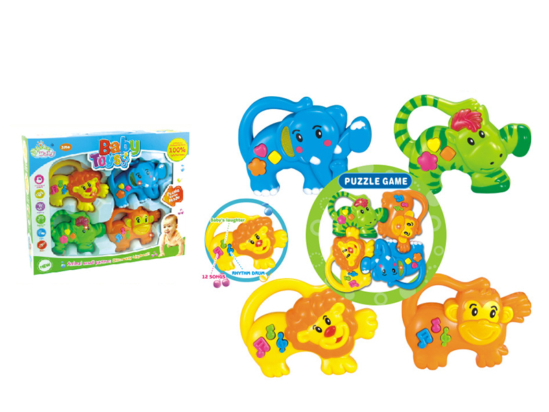 Puzzle Game Baby Rattles With Sound And Light 4PCS