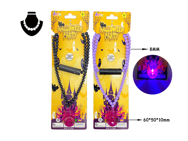 Led Colorful Halloween Flash Necklace Beaded Necklace (Spider)