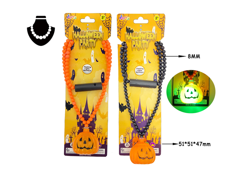 Led Colorful Halloween Flash Necklace Beaded Necklace (Pumpkin)