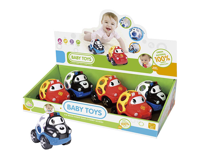 Soft Plastic Cartoon Rattle Police Car 6pcs