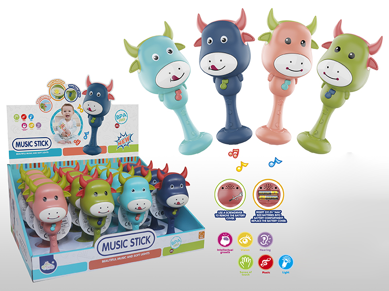 Cute Cattle Music Stick With Light 16PCS