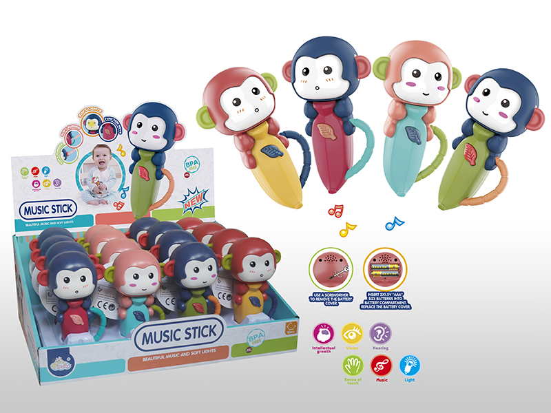 Cute Monkey Music Stick With Light 16pcs