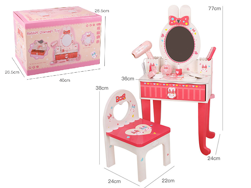 Wooden Rabbit Dresser With Chair