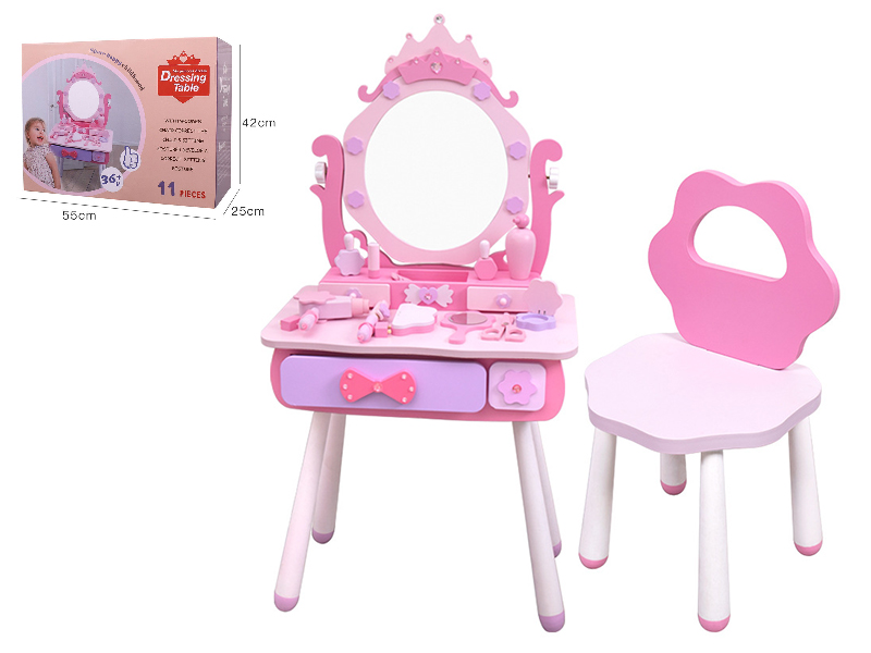 Wooden Purple Princess Dresser With Chair