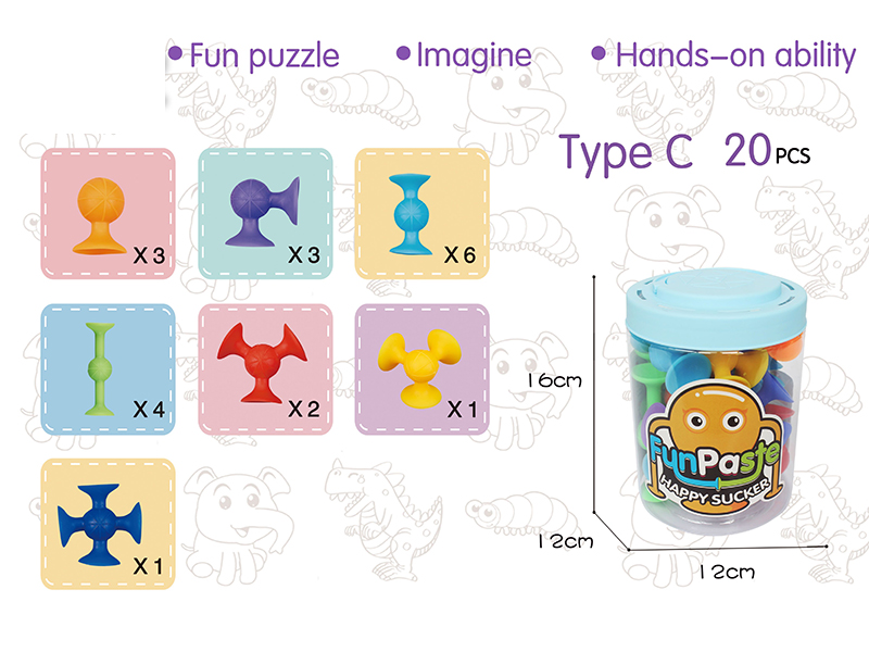 Large Size Fun Paste Happy Sucker Building Block 20PCS