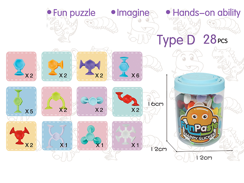 Middle Size Fun Paste Happy Sucker Building Block 28PCS
