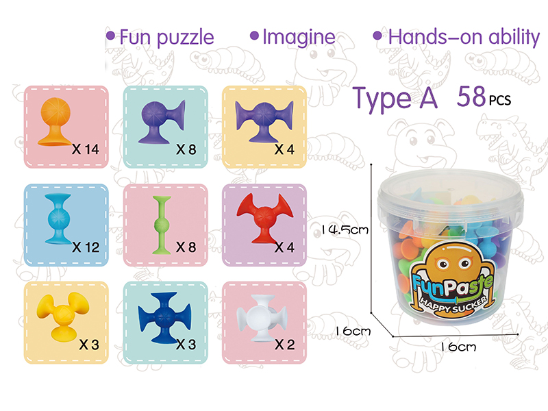 Small Size  Fun Paste Happy Sucker Building Block 58PCS