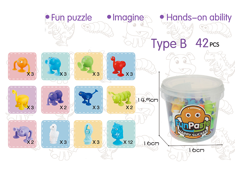 42PCS Animal Series Fun Paste Happy Sucker Building Block