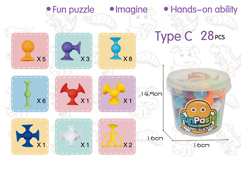 Large Size Fun Paste Happy Sucker Building Block 28PCS