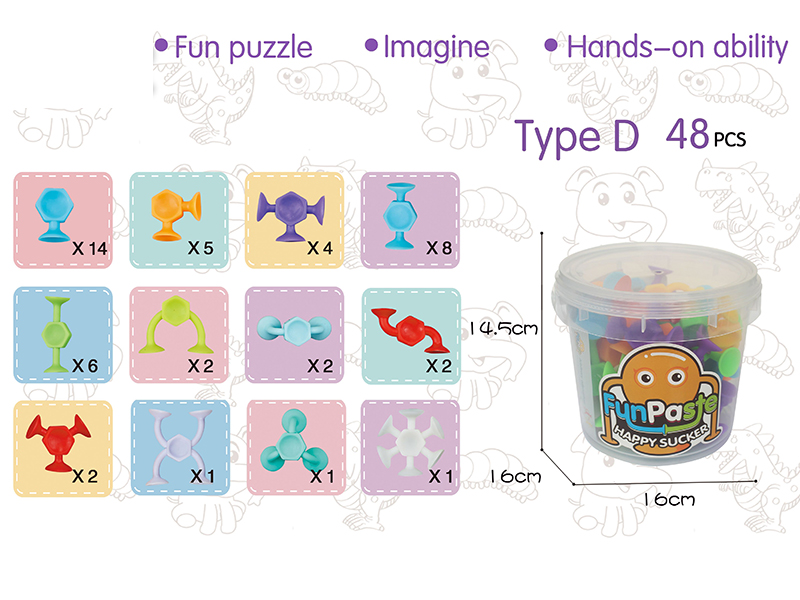 Middle Size Fun Paste Happy Sucker Building Block 48PCS