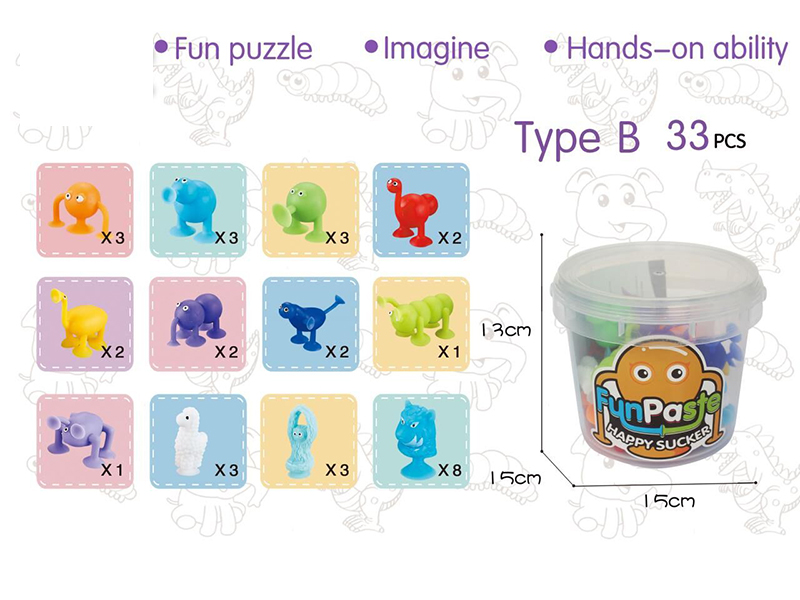 33PCS Animal Series Fun Paste Happy Sucker Building Block