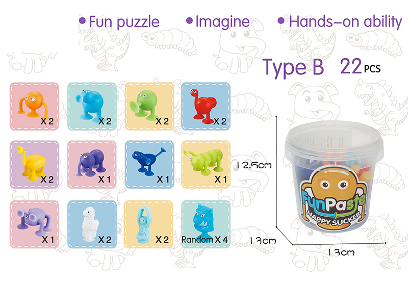 22PCS Animal Series Fun Paste Happy Sucker Building Block