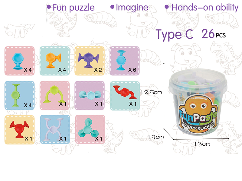 Middle Size Fun Paste Happy Sucker Building Block 26PCS