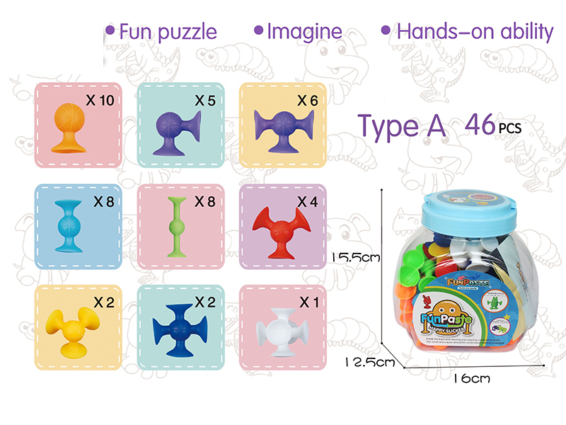 46pcs Fun Paste Happy Sucker Building Block(Small Size)
