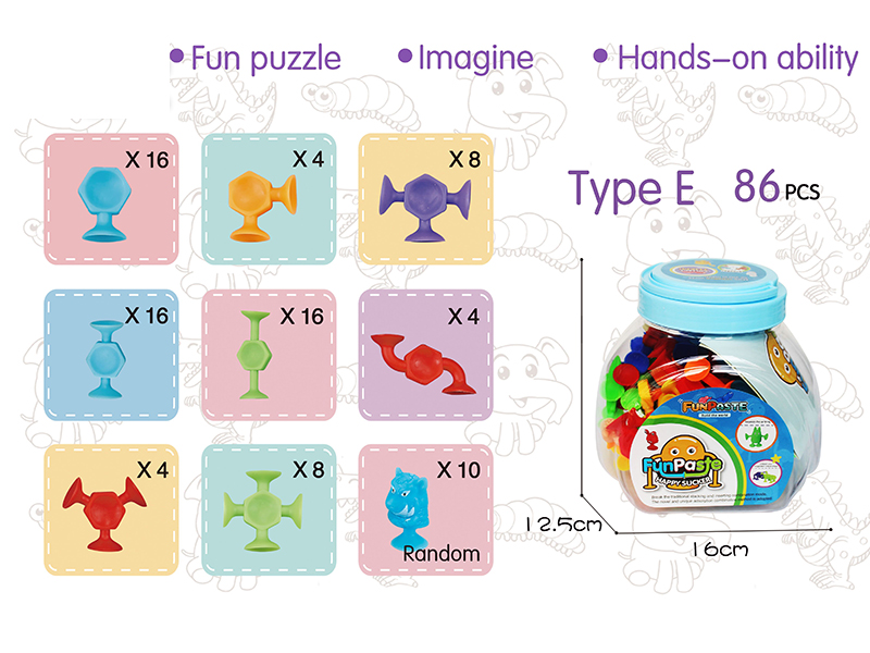 86pcs Fun Paste Happy Sucker Building Block