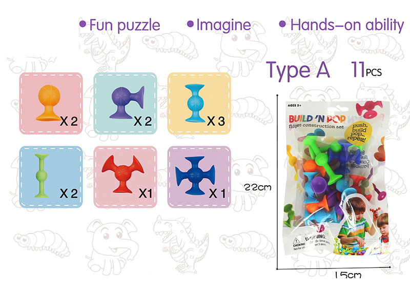 11pcs Fun Paste Happy Sucker Building Block(Small Size)