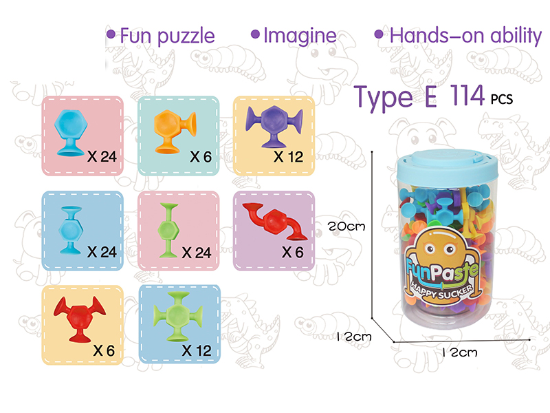114PCS Fun Paste Happy Sucker Building Block