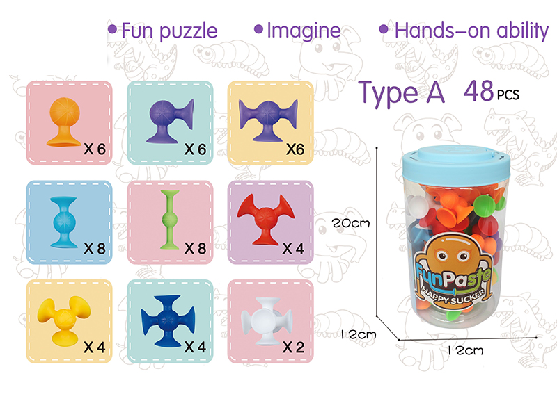 48pcs Fun Paste Happy Sucker Building Block(Small Size)