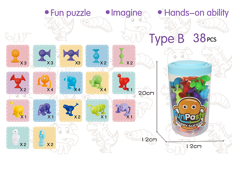 38pcs Animal Series Fun Paste Happy Sucker Building Block(Small Size)