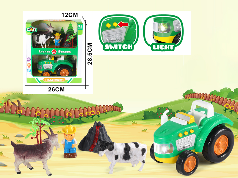 5PCS Slide Cartoon Farmer'S Car Set With Light And Music
