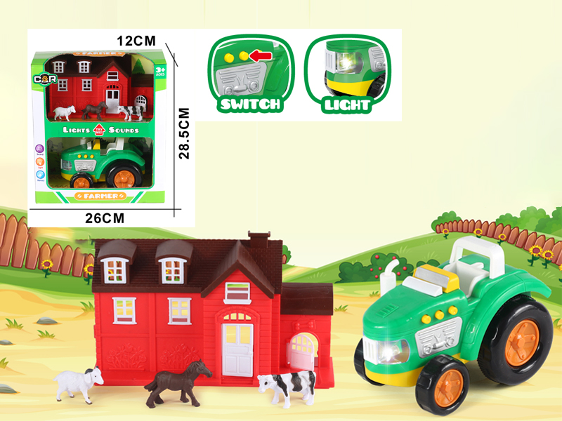 5PCS Slide Cartoon Farmer'S Car Set With Light And Music