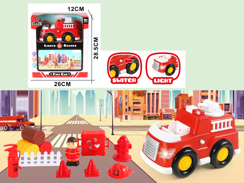 13PCS Slide Fire Truck Suit With Light And Music