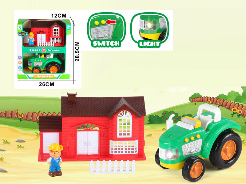 5PCS Slide Cartoon Farmer'S Car Set With Light And Music