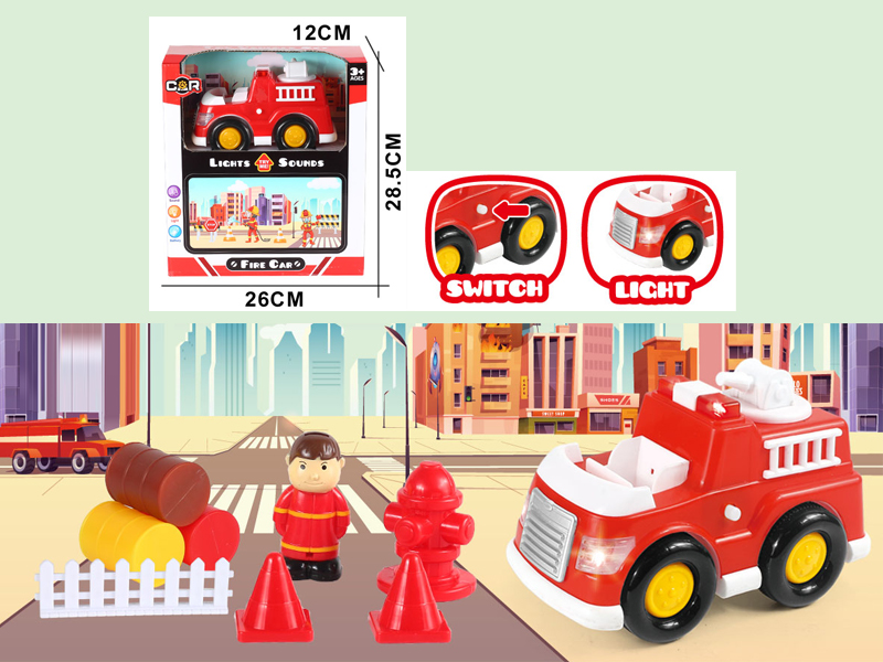 10PCS Slide Fire Truck Suit With Light And Music
