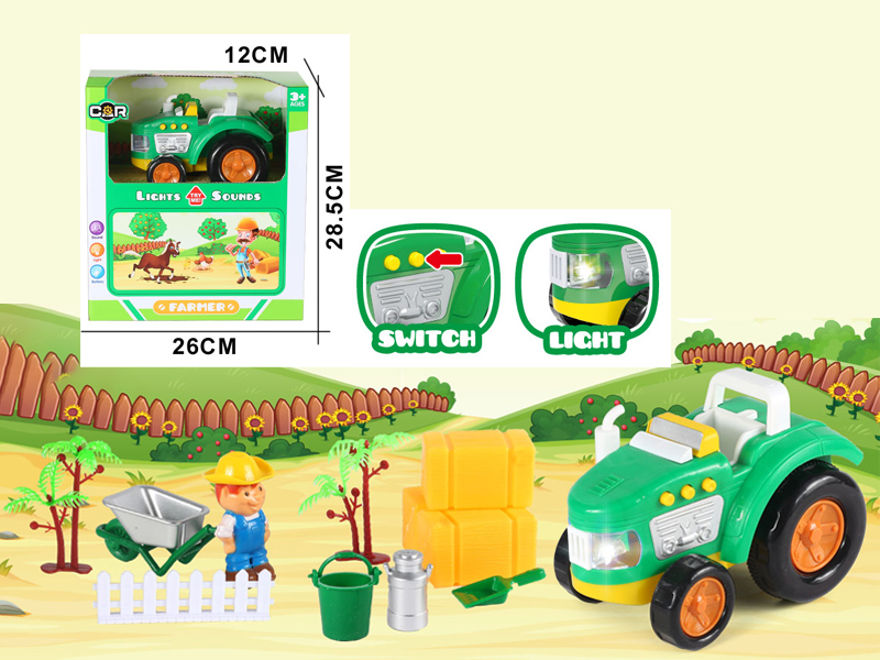13PCS Slide Cartoon Farmer'S Car Set With Light And Music