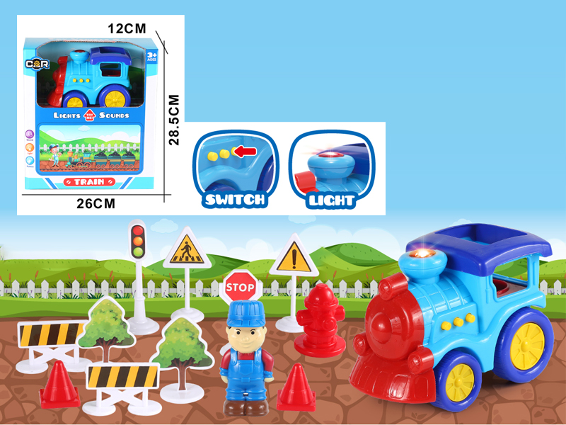 13PCS Slide Cartoon Trains Set With Light And Music