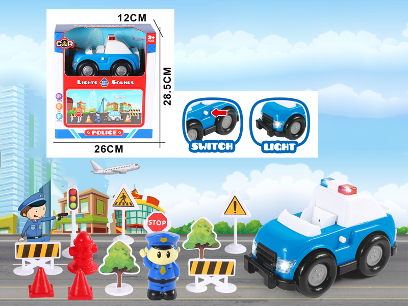 13PCS Slide Cartoon Police Car Suit With Light And Music