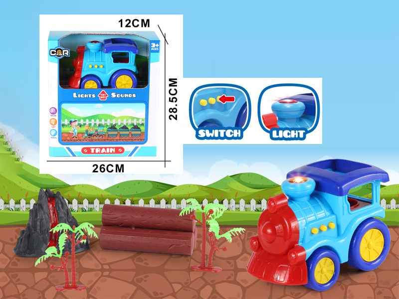 7PCS Slide Cartoon Trains Set With Light And Music