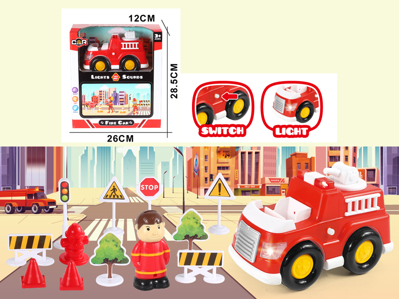 13PCS Slide Fire Truck Suit With Light And Music