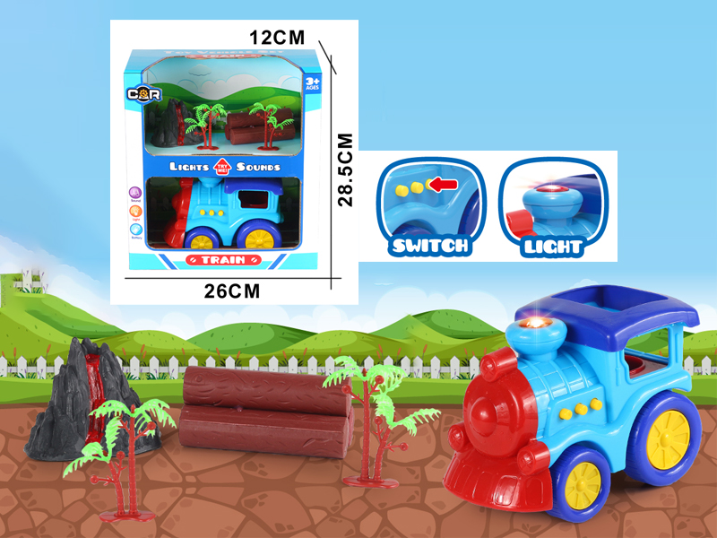 7PCS Slide Cartoon Trains Set With Light And Music