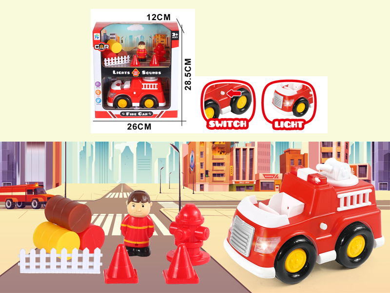10PCS Slide Fire Truck Suit With Light And Music