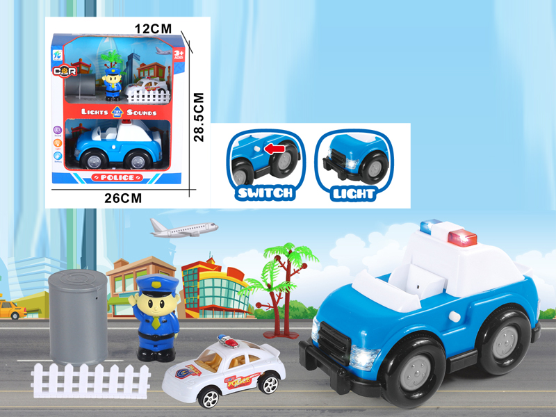 7PCS Slide Cartoon Police Car Suit With Light And Music
