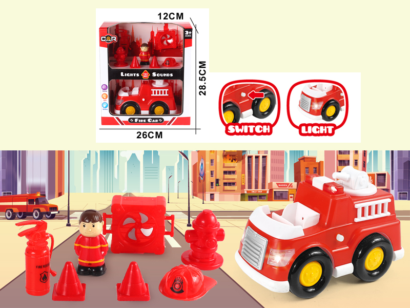 8PCS Slide Fire Truck Suit With Light And Music