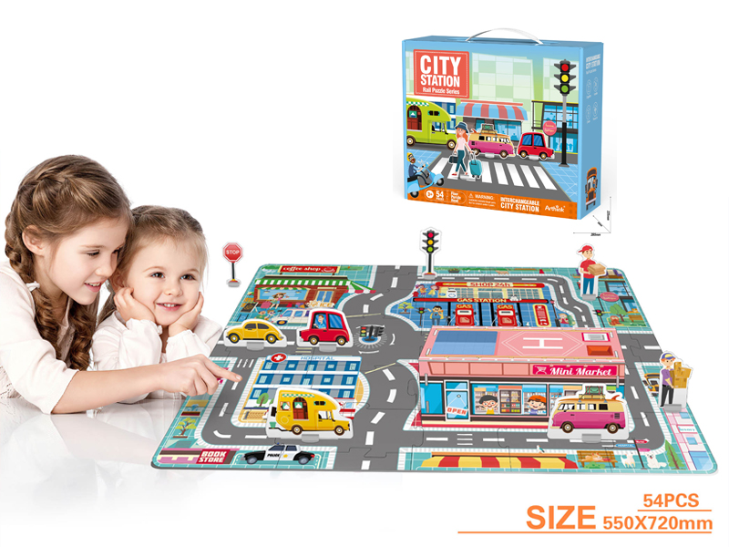 54PCS Puzzle Urban Rail Stereoscopic Scene