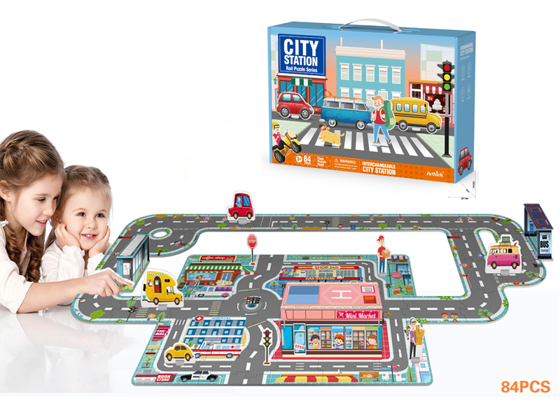 84PCS Puzzle Urban Rail Stereoscopic Scene